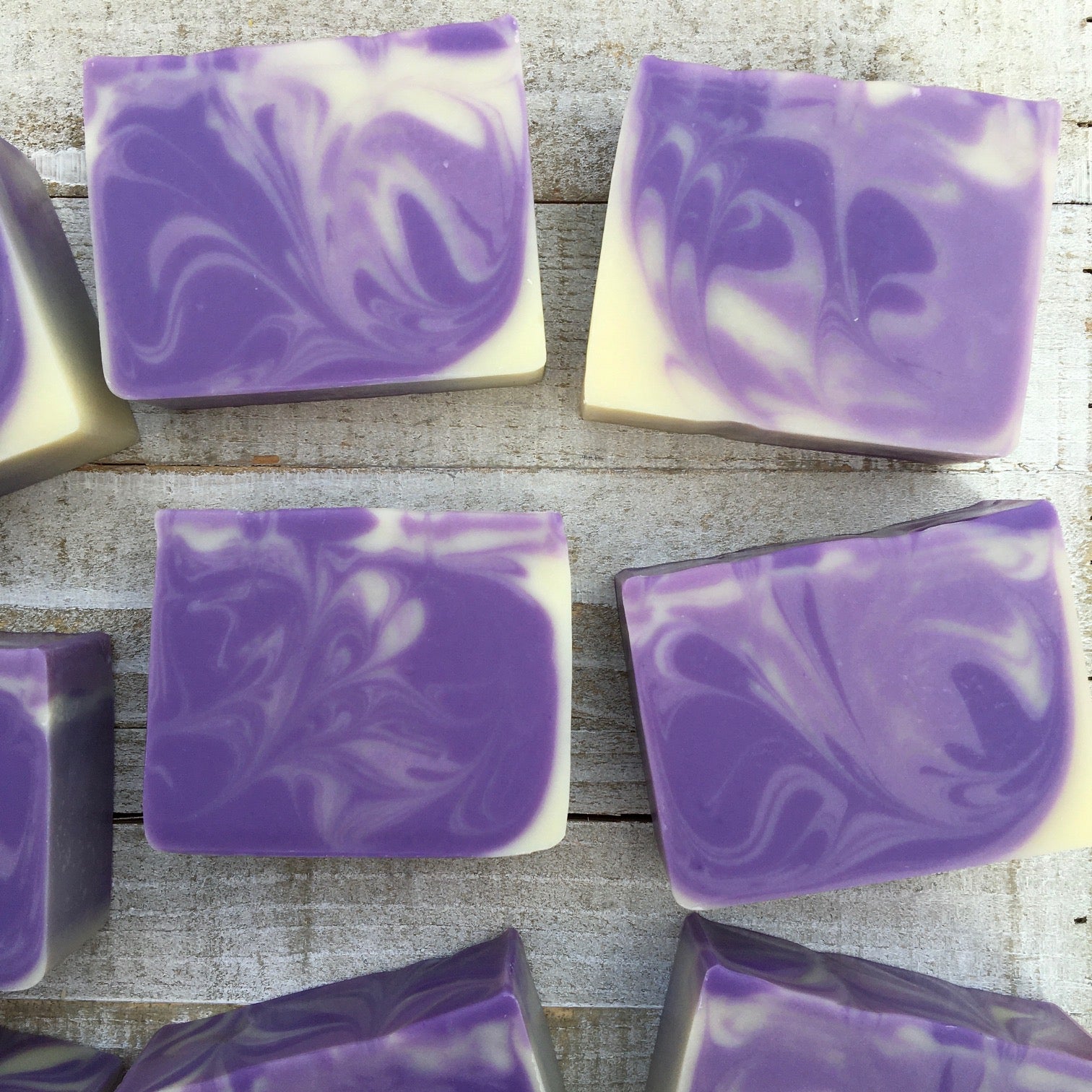 Homemade lavender soaps. Violet and white color handmade soap bars